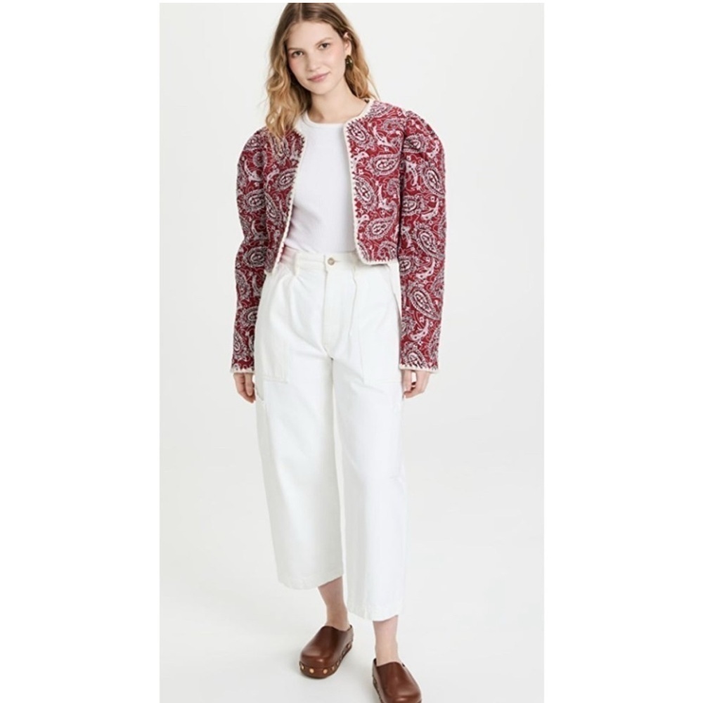 SEA New York Red Jacket Cropped Theodora Paisley Quilted Cotton Size S NWT